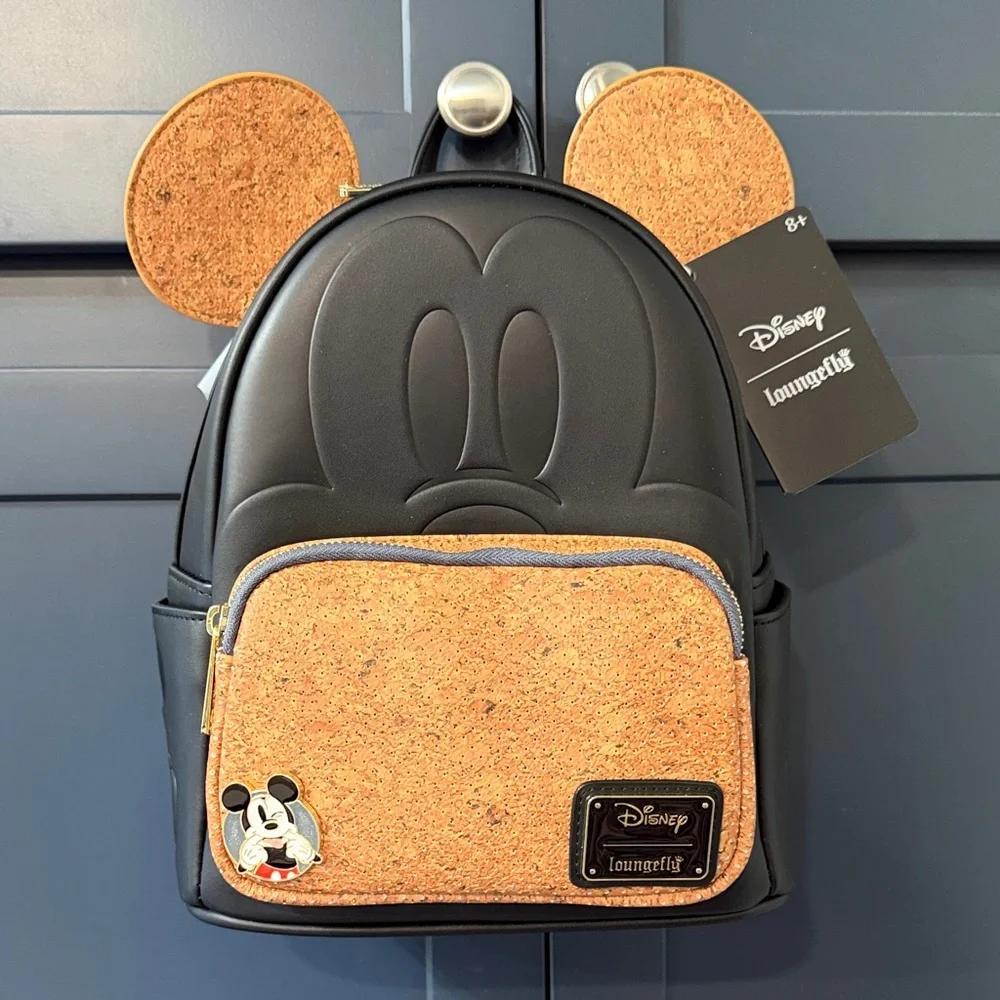 New with Tags- Loungefly Disney Mickey Mouse Cork Ears Pin Display Mini Backpack - Picture 1 of 7